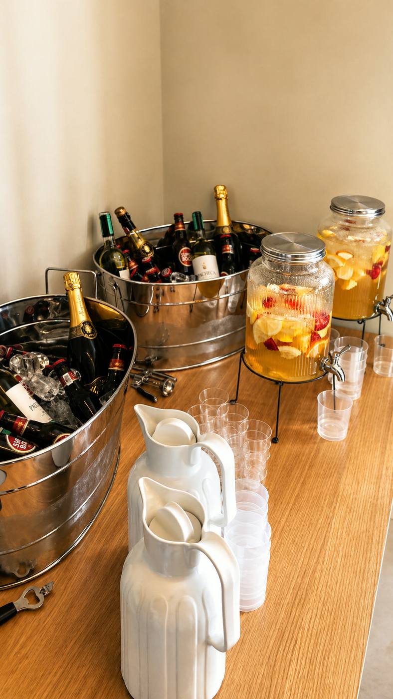 Estação de bebidas e welcome drinks