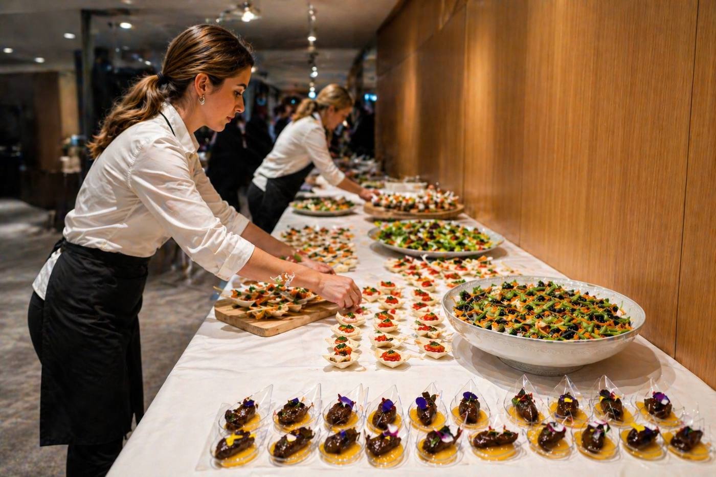 Equipa Savoré a montar buffet de evento